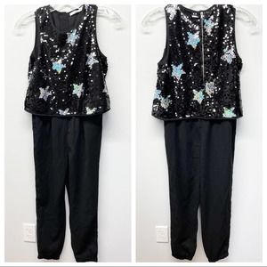 M & S Kids Sequin Black Jumpsuit Stars 11-12 years
